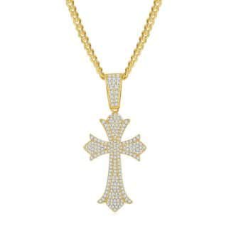 复古豪镶十字架S925银D级莫桑钻厘石吊坠项链 J006A 02