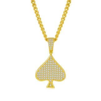 黑桃嘻哈吊坠S925银D级莫桑钻厘石项链 J007A 02