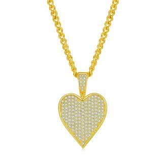 红桃嘻哈吊坠S925银D级莫桑钻厘石项链 J008A 02