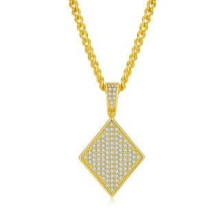 方块嘻哈吊坠S925银D级莫桑钻厘石项链 J010A 02