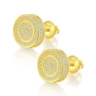 圆形双环S925银D级莫桑钻厘石螺纹耳钉 J013A 02