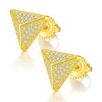 三角形S925银D级莫桑钻厘石螺纹耳钉 J024A 02