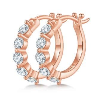 S925银D级莫桑钻厘石单排对半环形耳环 K002A 02