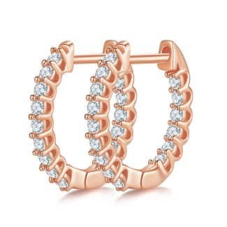 S925银D级莫桑钻厘石单排对半环形耳环 K003A 02