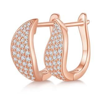 S925银D级莫桑钻厘石四排对半环形耳环 K011A 02