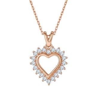 空芯爱心吊坠项链S925银D级莫桑钻厘石 K027A 02