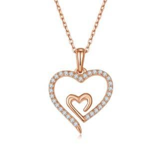 藏芯爱心吊坠项链S925银D级莫桑钻厘石 K028A 02