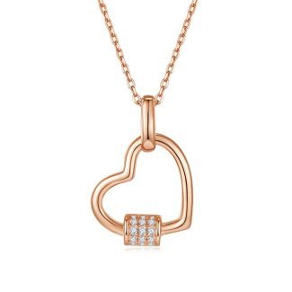 锁芯爱心吊坠项链S925银D级莫桑钻厘石 K030A 02