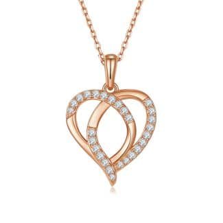 交芯爱心吊坠项链S925银D级莫桑钻厘石 K035A 02