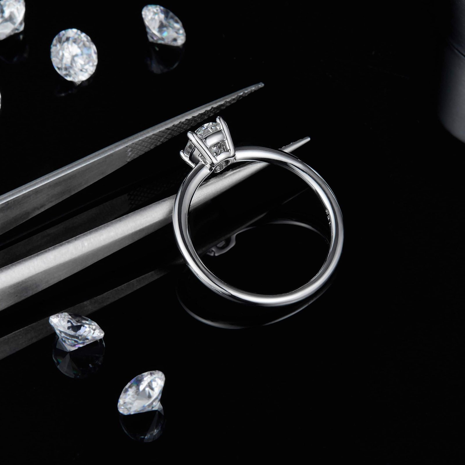 经典蛋形S925银镀白金1.0克拉2.0克拉D级莫桑钻女戒 M90I 06