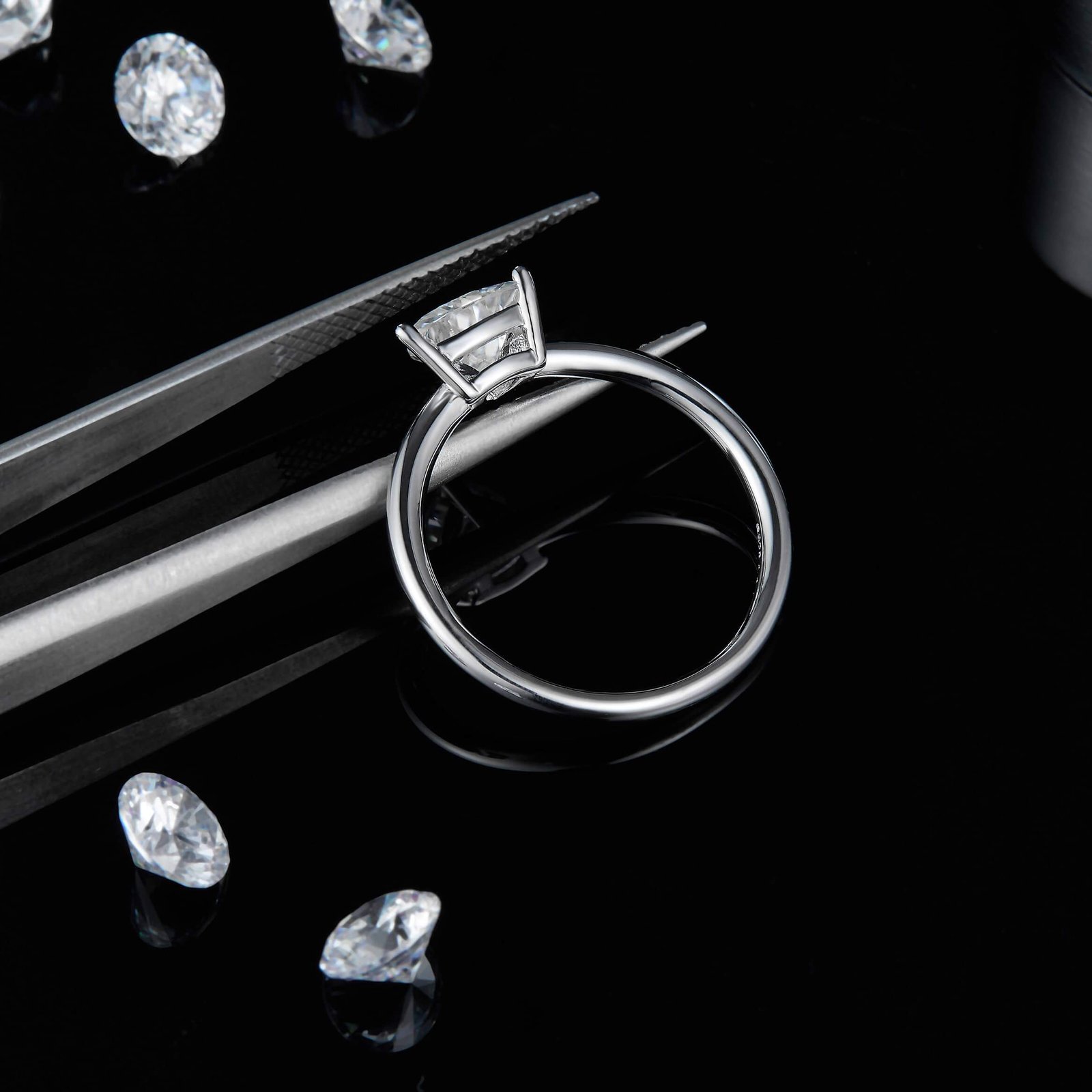 经典三角形S925银镀白金1.0克拉2.0克拉D级莫桑钻女戒 M90M 06