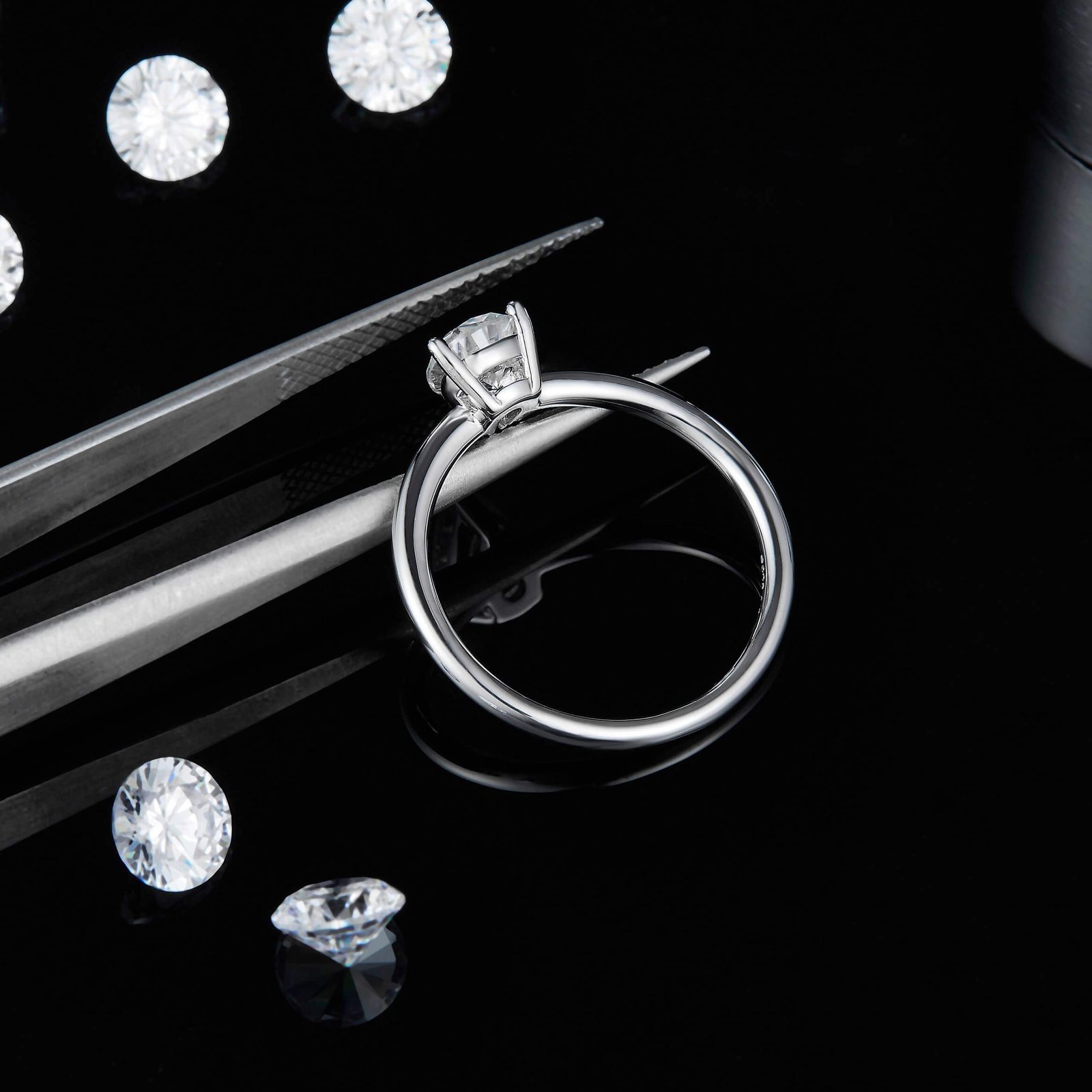 经典梨形S925银镀白金1.0克拉2.0克拉D级莫桑钻女戒 M90N 06