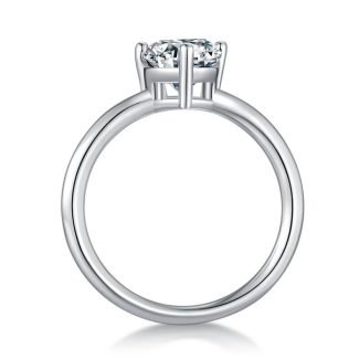 经典梨形S925银镀白金1.0克拉2.0克拉D级莫桑钻女戒 M90N 02