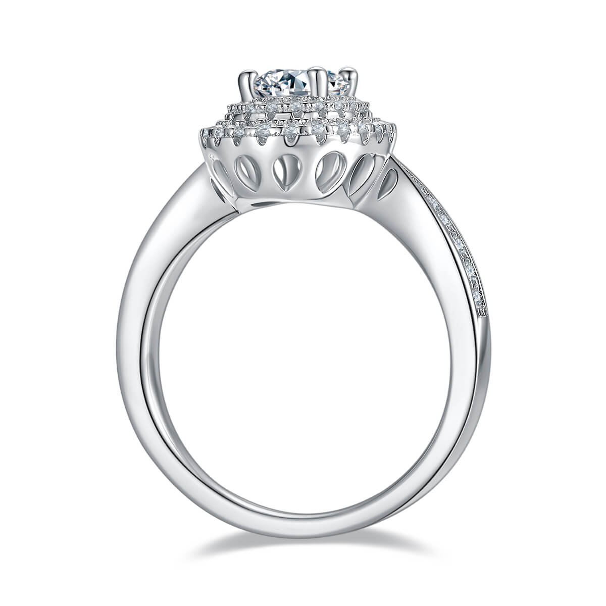 豪镶蛋形S925银镀白金1.0克拉D级莫桑钻女戒 M93B 02