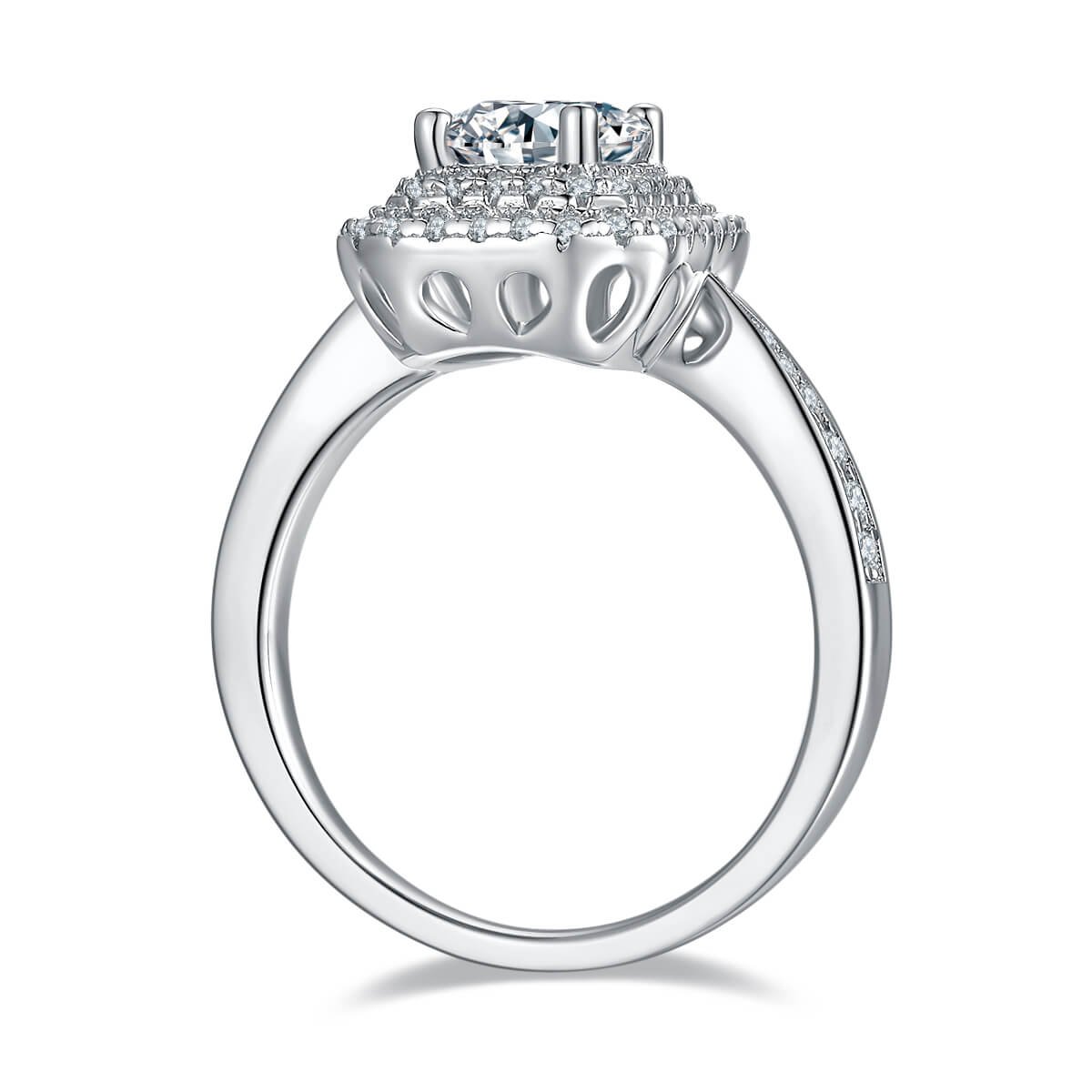 豪镶长方形S925银镀白金1.0克拉D级莫桑钻女戒 M93D 02