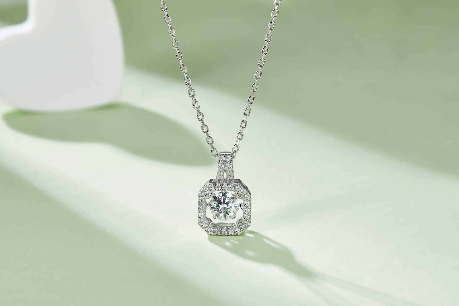 灵动公主方925银镀白金50分D色莫桑钻项链 OLDA 02