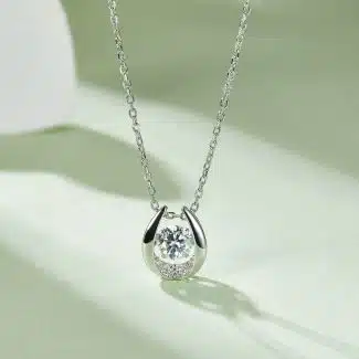 灵动守护S925银镀白金50分D色莫桑钻项链 OLDF 02