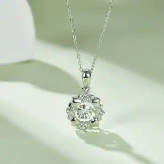 灵动欢喜S925银镀白金50分D色莫桑钻项链 OLDT 02