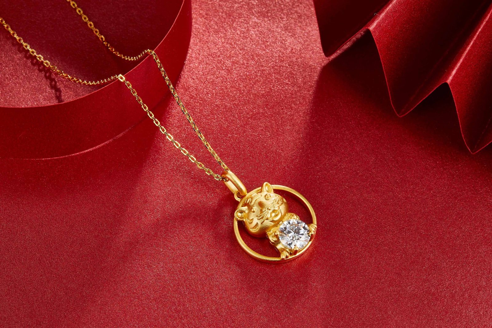 十二生肖系列之虎1.0克拉D色莫桑钻项链 OSXC 02