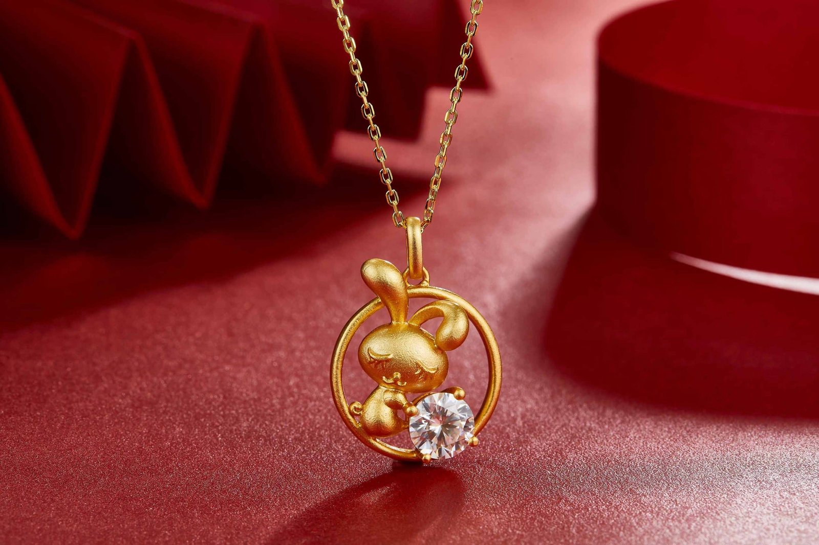 十二生肖系列之兔1.0克拉D色莫桑钻项链 OSXD 02