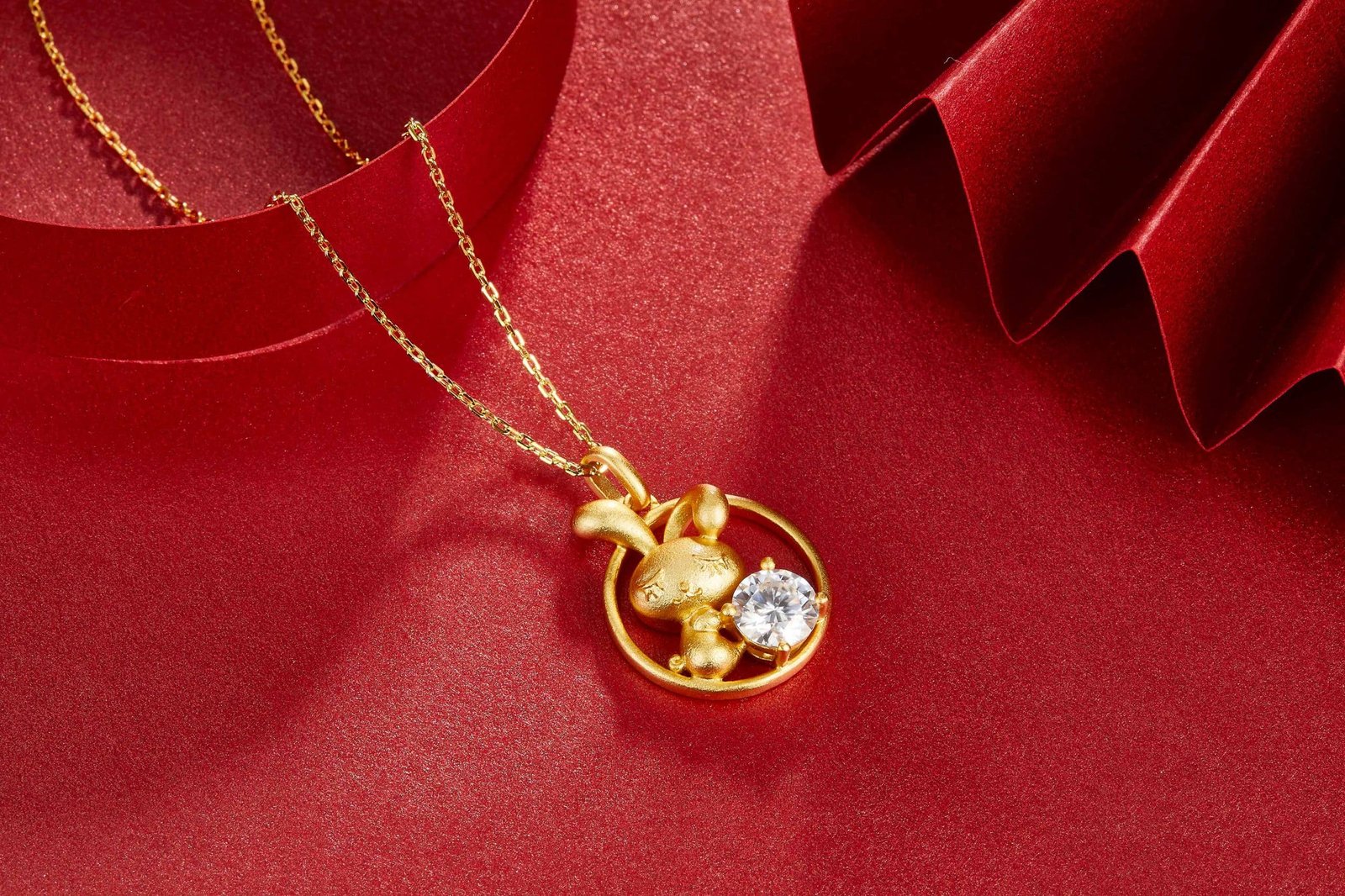 十二生肖系列之兔1.0克拉D色莫桑钻项链 OSXD 03