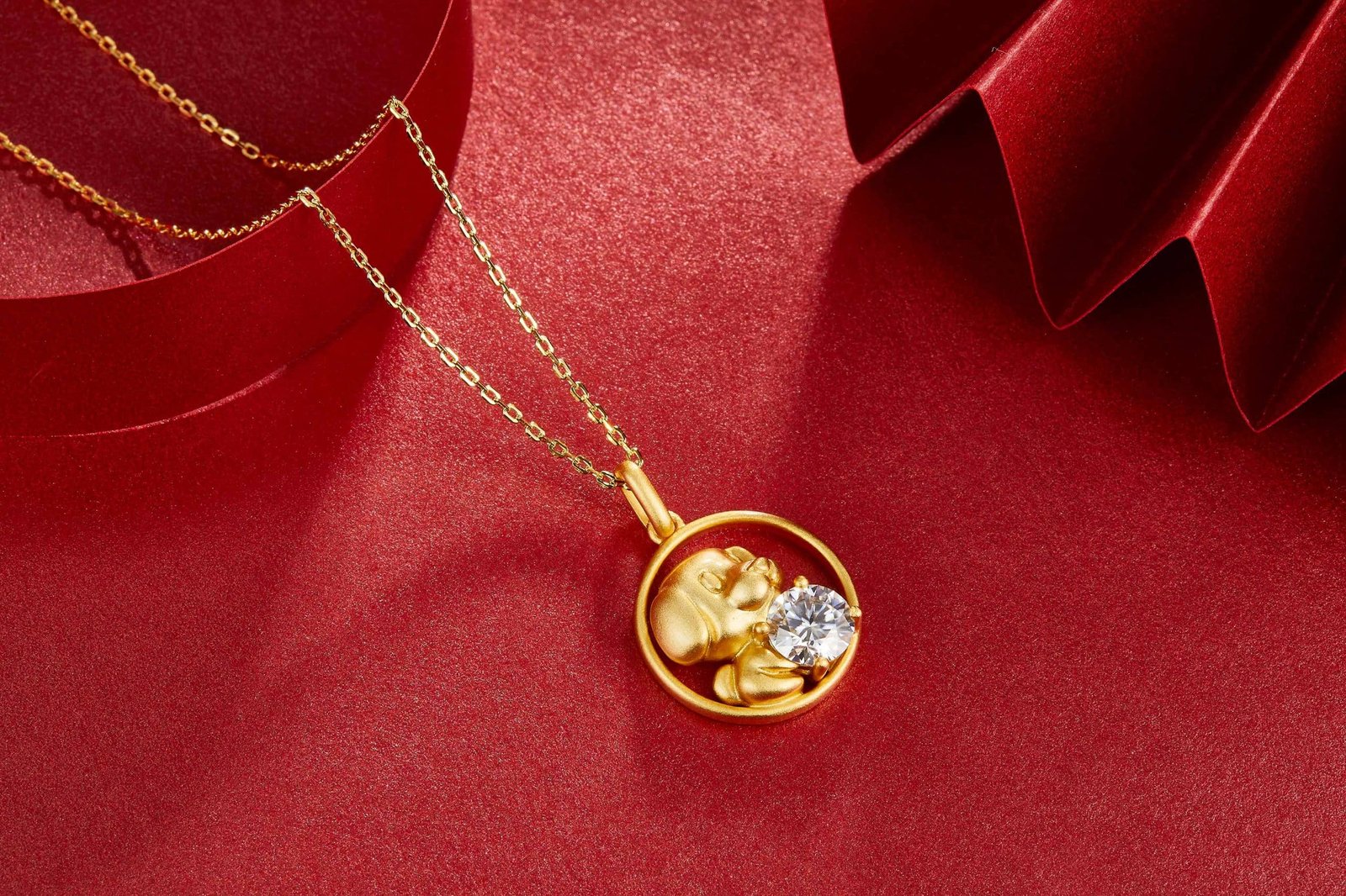 十二生肖系列之狗1.0克拉D色莫桑钻项链 OSXK 02