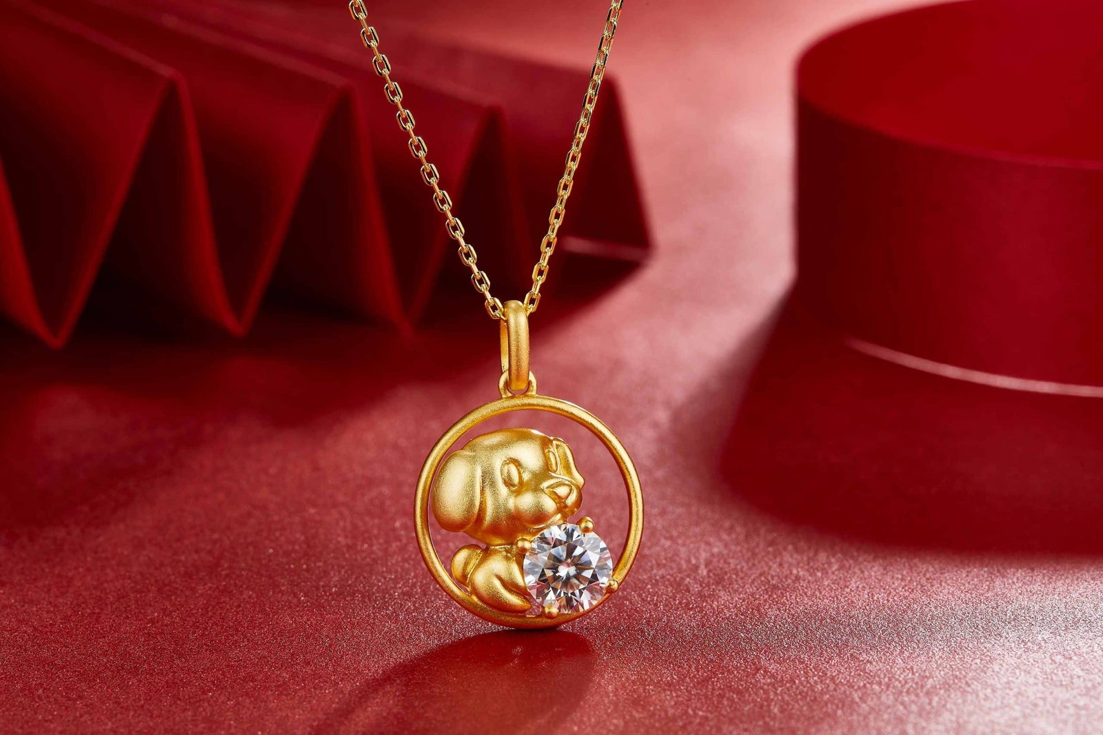 十二生肖系列之狗1.0克拉D色莫桑钻项链 OSXK 03