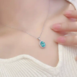 2克拉蛋形s925银镀18k5a锆石红宝石/蓝宝石/帕拉伊巴宝石吊坠