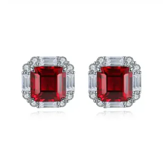 6.7克拉阿斯切s925银镀18k5a锆石红宝石/蓝宝石/祖母绿耳钉
