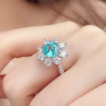 3.8克拉蛋形/圆形s925银镀18k5a锆石红宝石/蓝宝石/帕拉伊巴戒指
