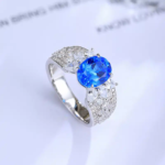 2.5克拉蛋形s925银镀18k5a锆石红宝石/蓝宝石/钴尖晶戒指