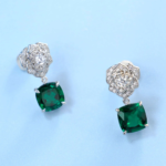 8x8mm肥方形s925银镀18k5a锆石红宝石/蓝宝石/祖母绿耳钉
